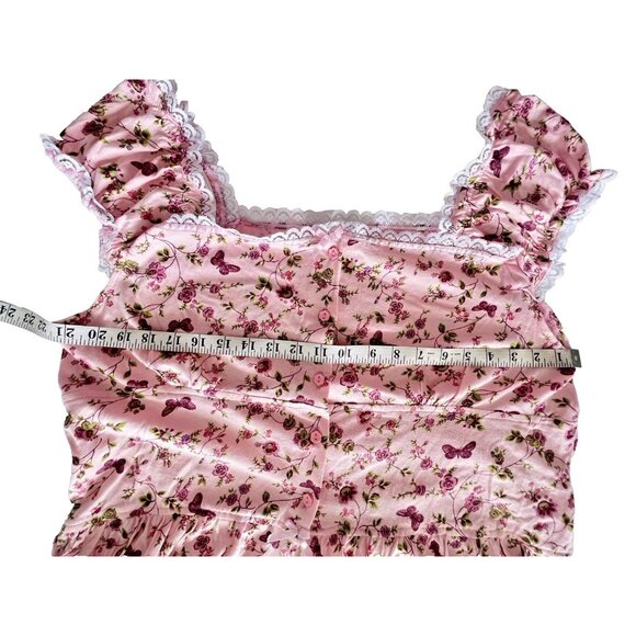 Jolie Intimates Size 2X Pajama Set Pink Butterflies Floral Lace Bow 100% Cotton - Picture 5 of 11